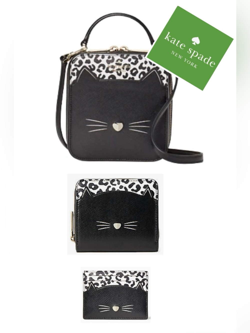 KATE SPADE ♠️ New York 🐈⬛ Meow 🐈⬛ CAT ANIMAL PRINT BAG SET OF 3 🌟NWOT🌟